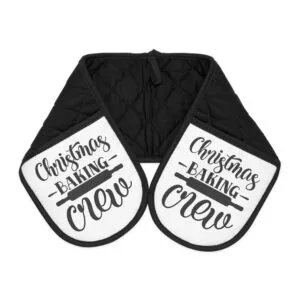 Baking Christmas Crew Quotes Oven Mitts Best Gift For Wife, Mother, And Family
